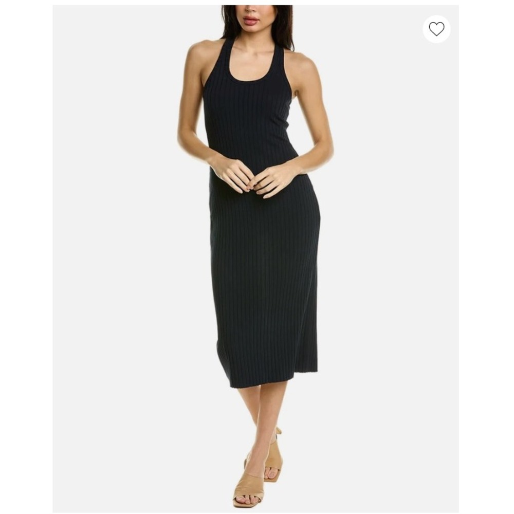 Vince Black Ribbed Racerback Midi Dress XS V820583732